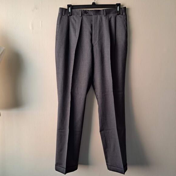 Joseph Abboud Gray 100% Wool Straight Leg Cuffed Dress Pant - Size 36R - Picture 4 of 16